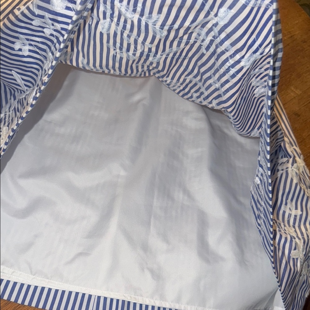 Talbot Blue and White Striped Dress with Floral Design - Picture 3 of 6